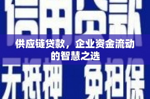 合水供应链贷款，企业资金流动的智慧之选