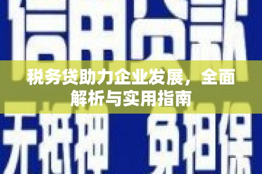 合水税务贷助力企业发展，全面解析与实用指南